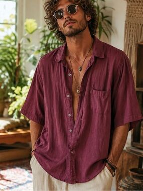 %100 SILK Vintage 90s Santana Button-Up Shirt Men’s L–XL